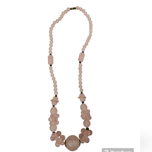 Vintage Pink Rose Cluster Bead Unique Statement Necklace - Picture 5 of 5